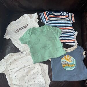 Assorted baby onesies - Green, Blue, White